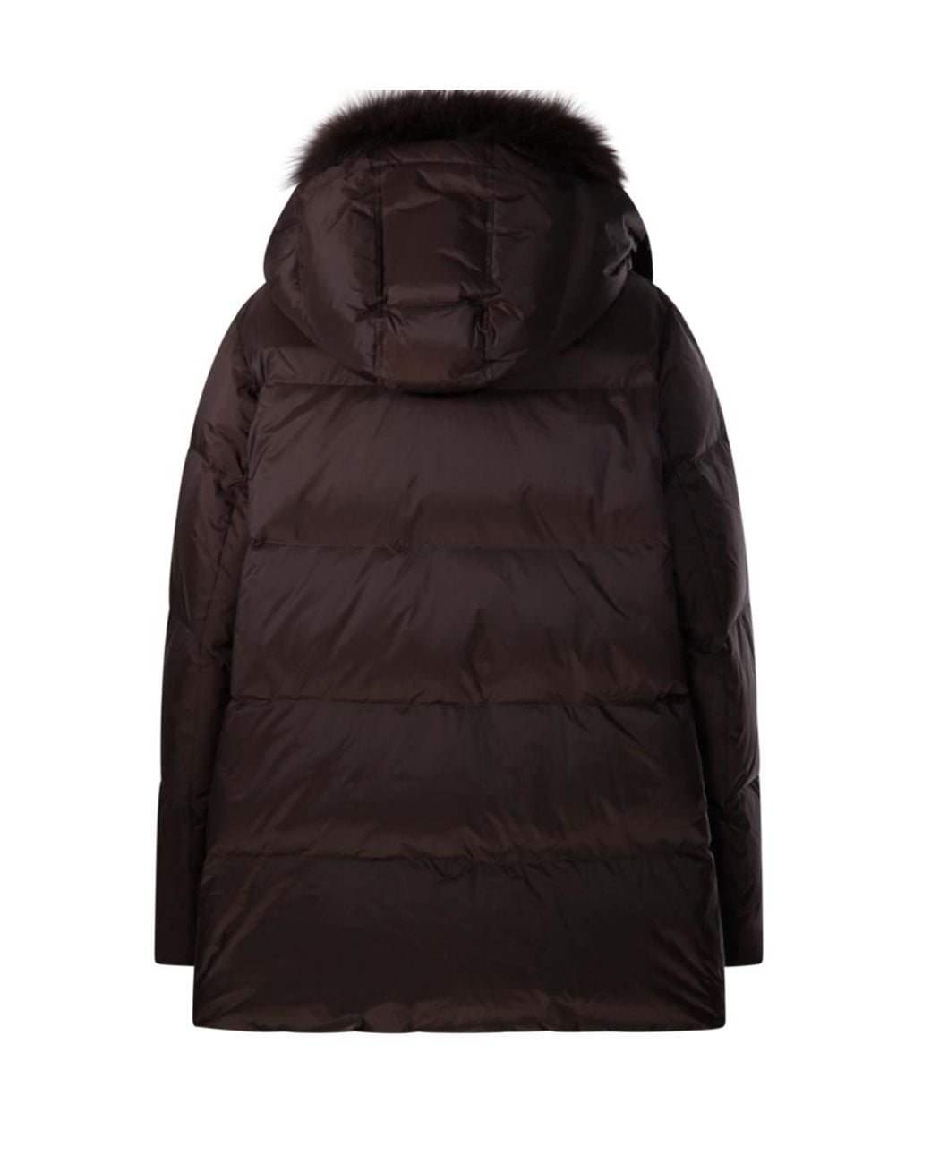 Yves Salomon Black Fur-Trim Hooded Puffer Jacket