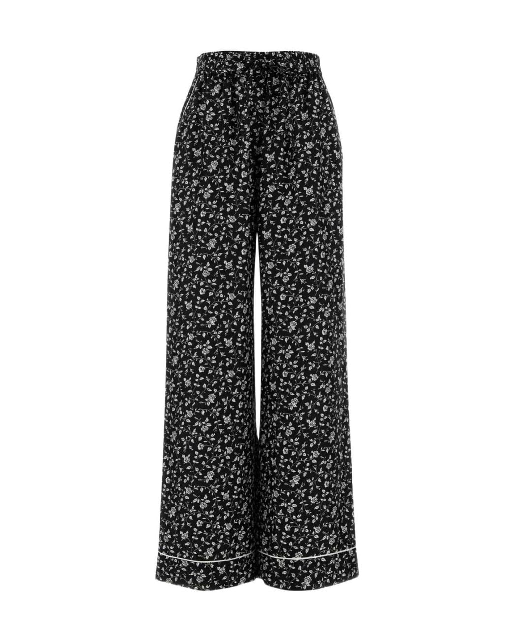Dolce & Gabbana Black Floral Wide-Leg Pants