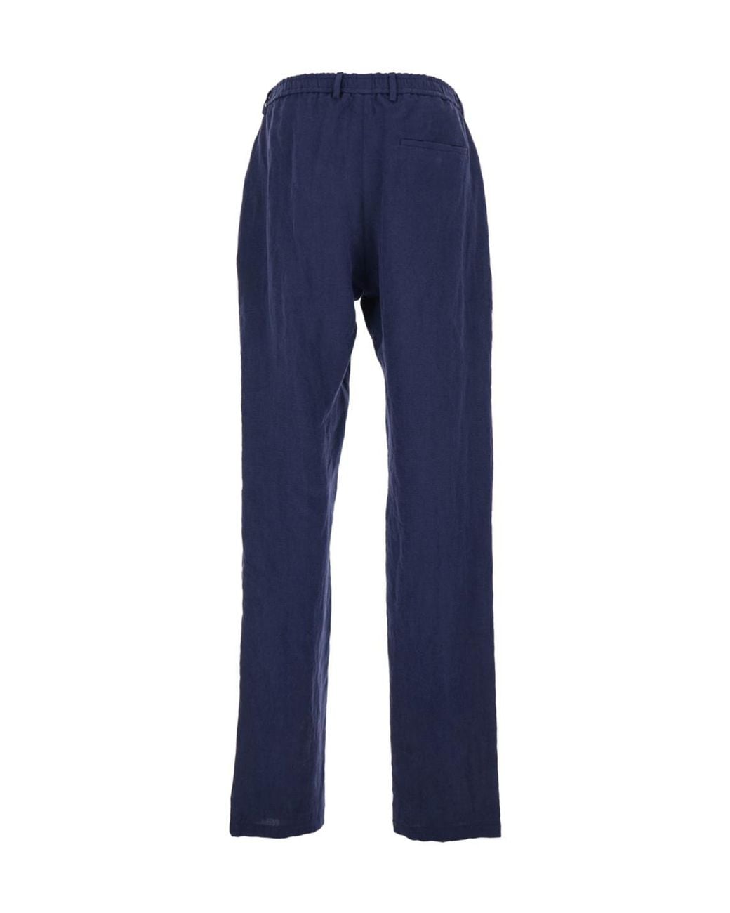 Emporio Armani Blue Straight-Leg Linen Pants for men