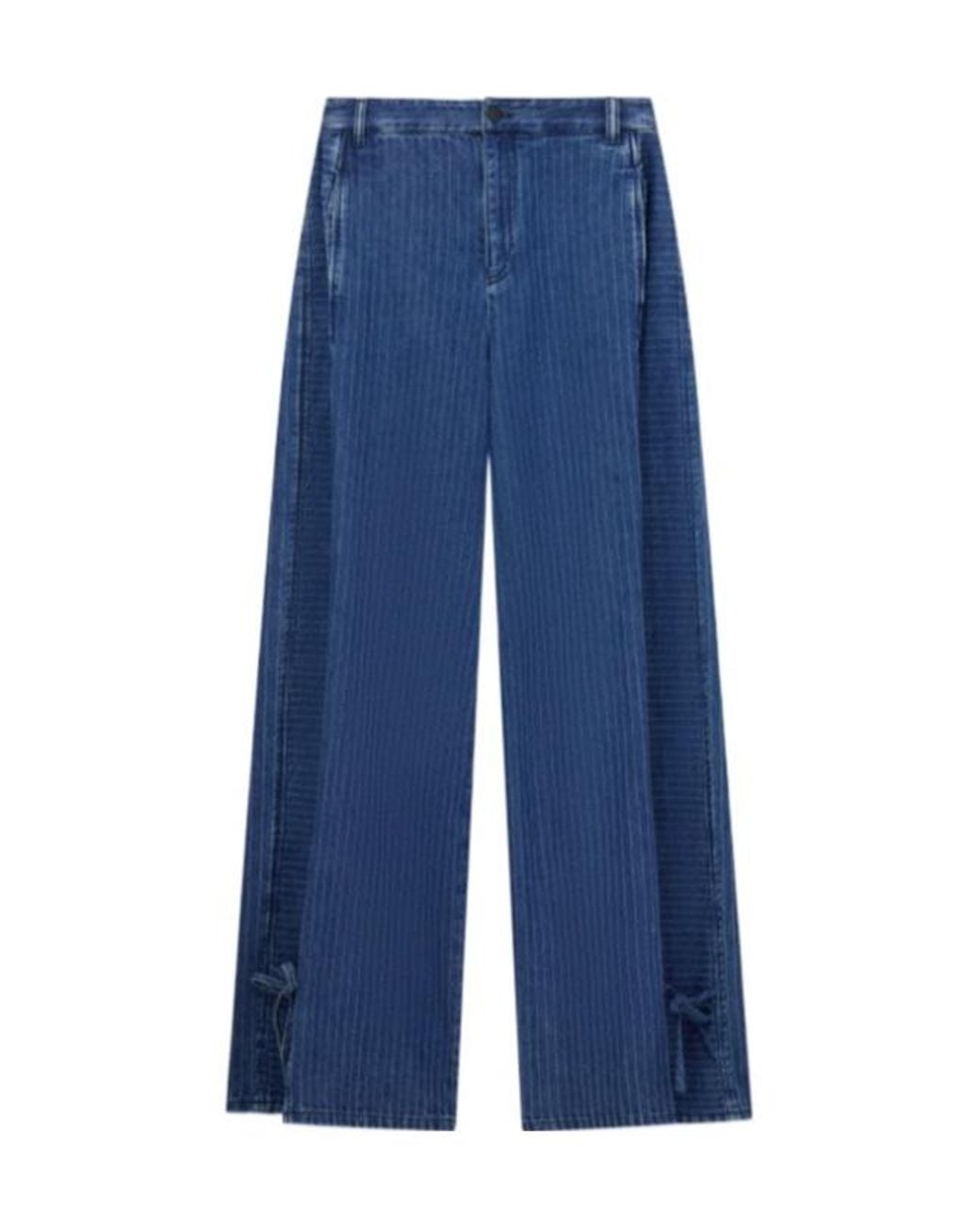 Emporio Armani Blue Herringbone-Pattern Tie-Fastening Jeans