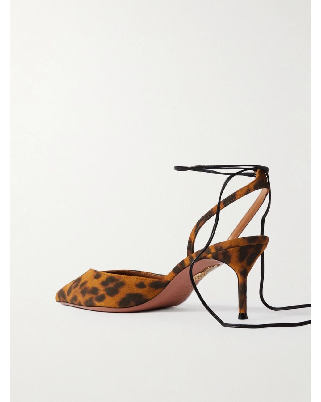 Aquazzura White Leopard-Print Suede Pumps