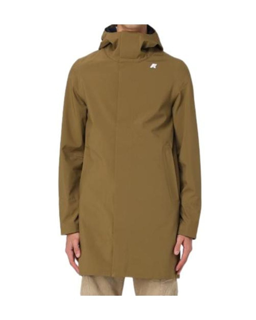 K-Way Green Long Hooded Jacket for men