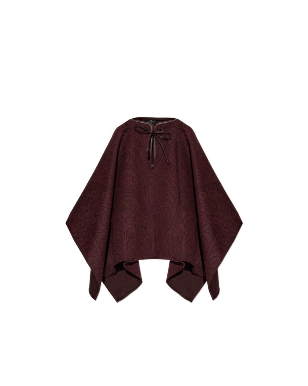 Etro Red Paisley Tie-Neck Cape