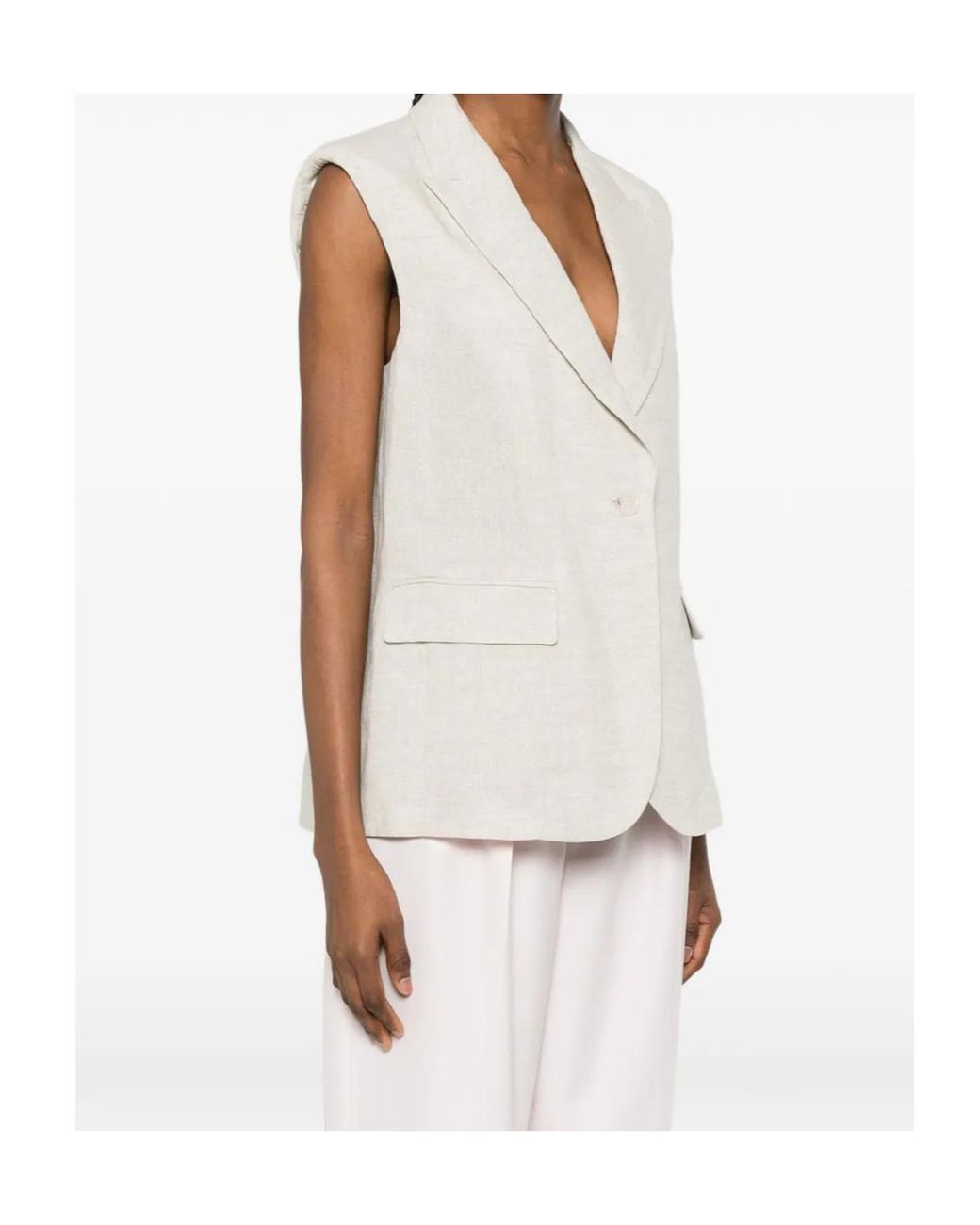 Twinset White Flap-Pocket Single-Breasted Gilet