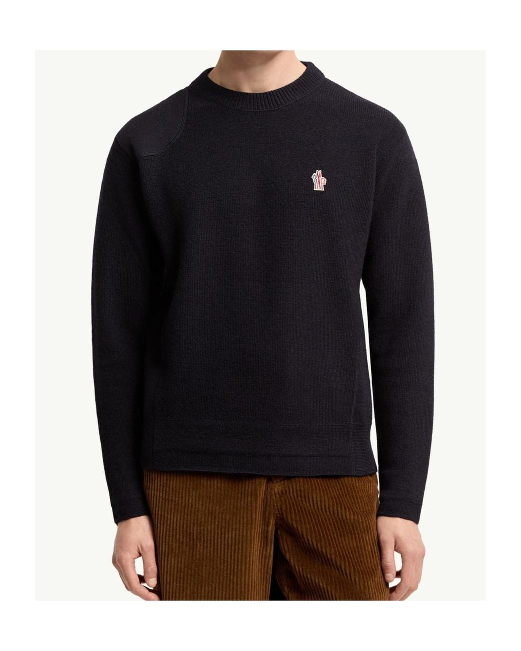 Moncler Blue Grenoble Logo-Patch Crewneck Jumper for men