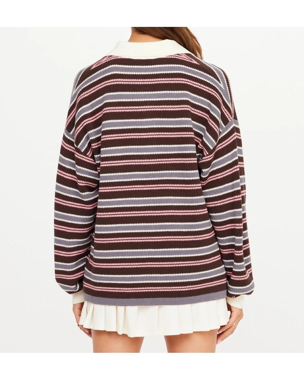 The Upside Red Wonder Striped Knitted Polo Top