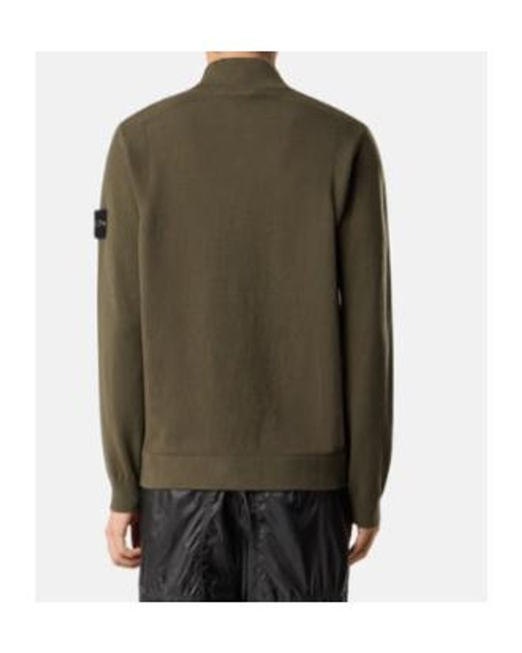 Stone Island Green Logo Patch Zip-Up Cardigan for men
