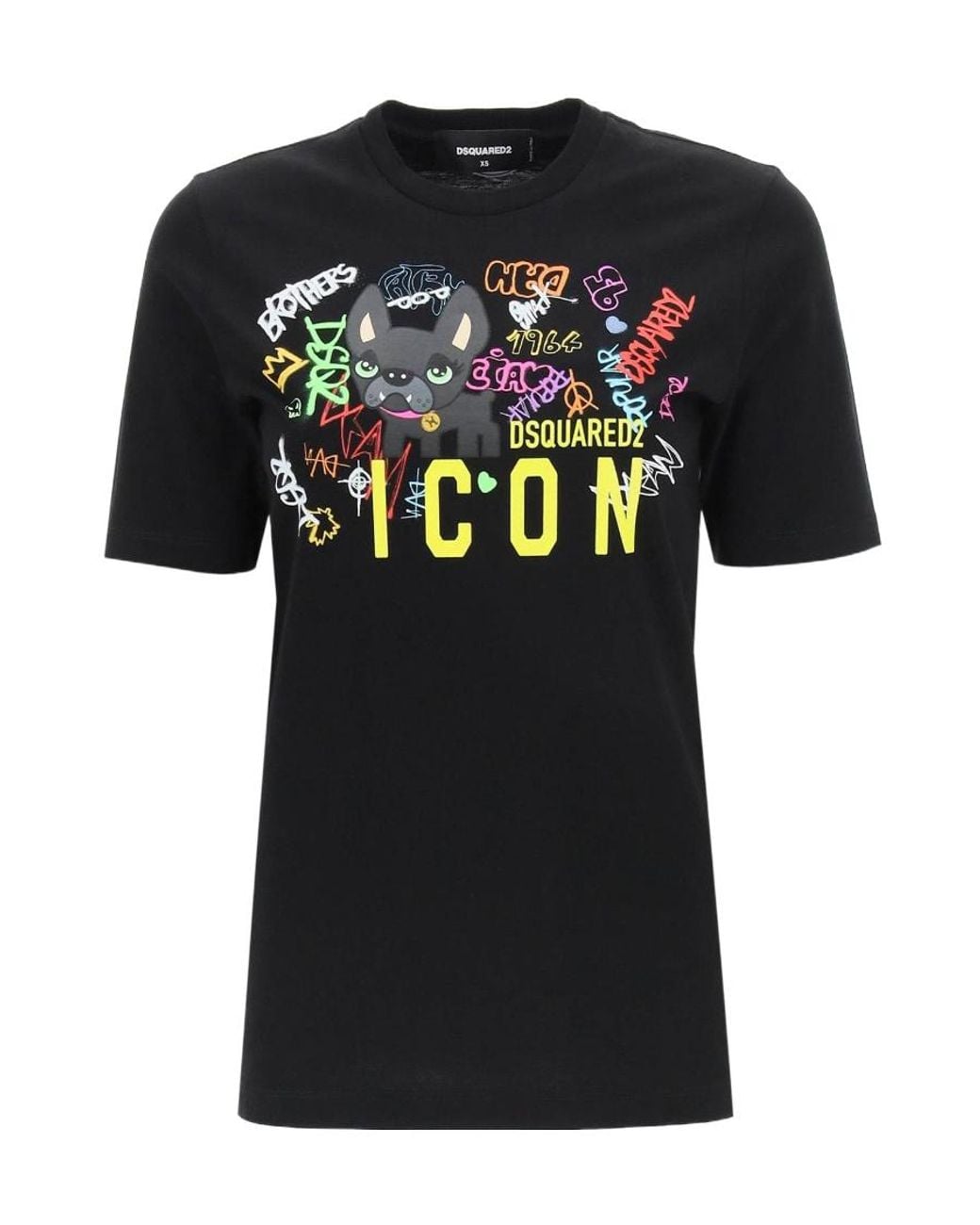 DSquared² Black Icon Graphic-Print T-Shirt