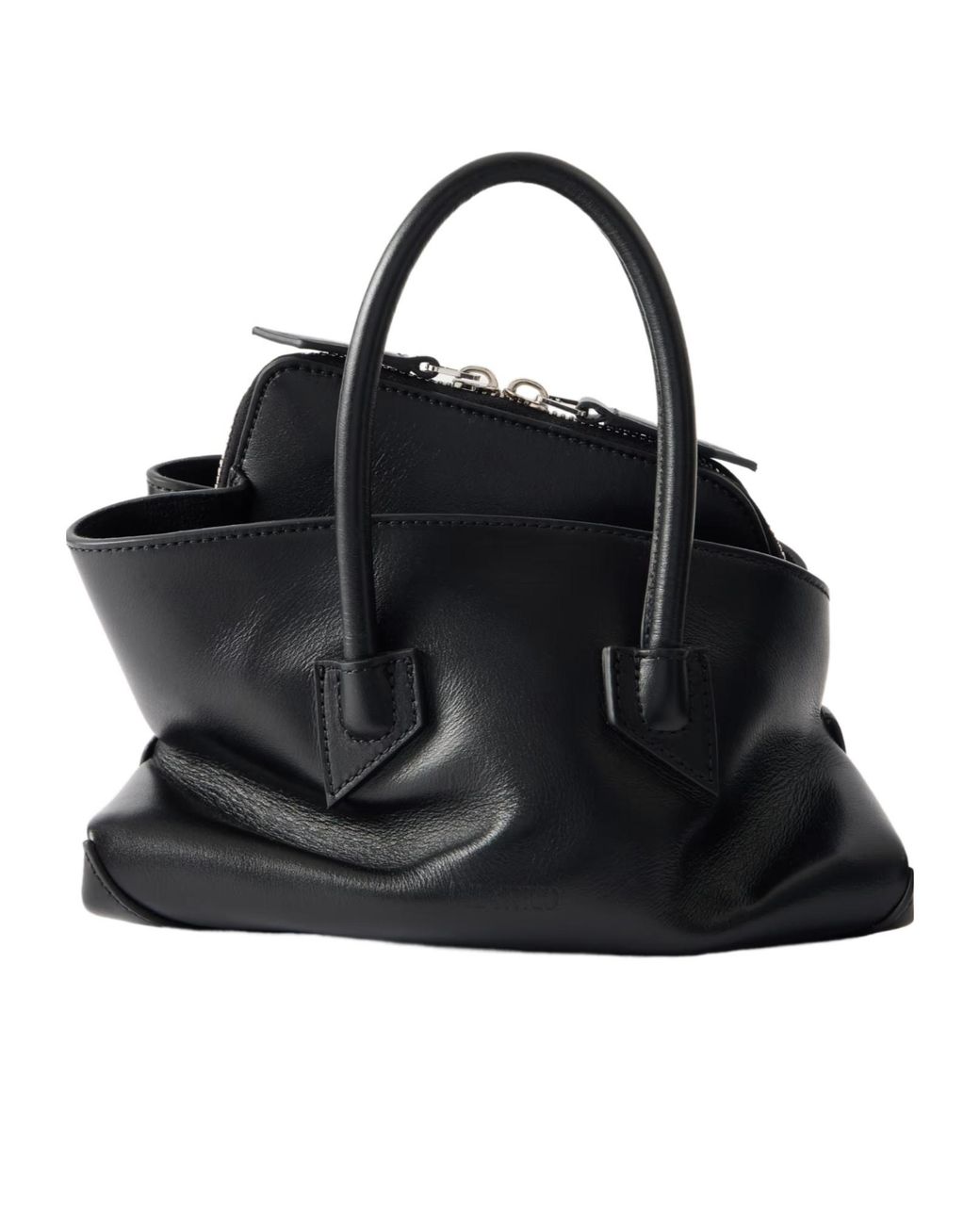 The Attico Black Mini La Passeggiata Embossed-Logo Tote Bag
