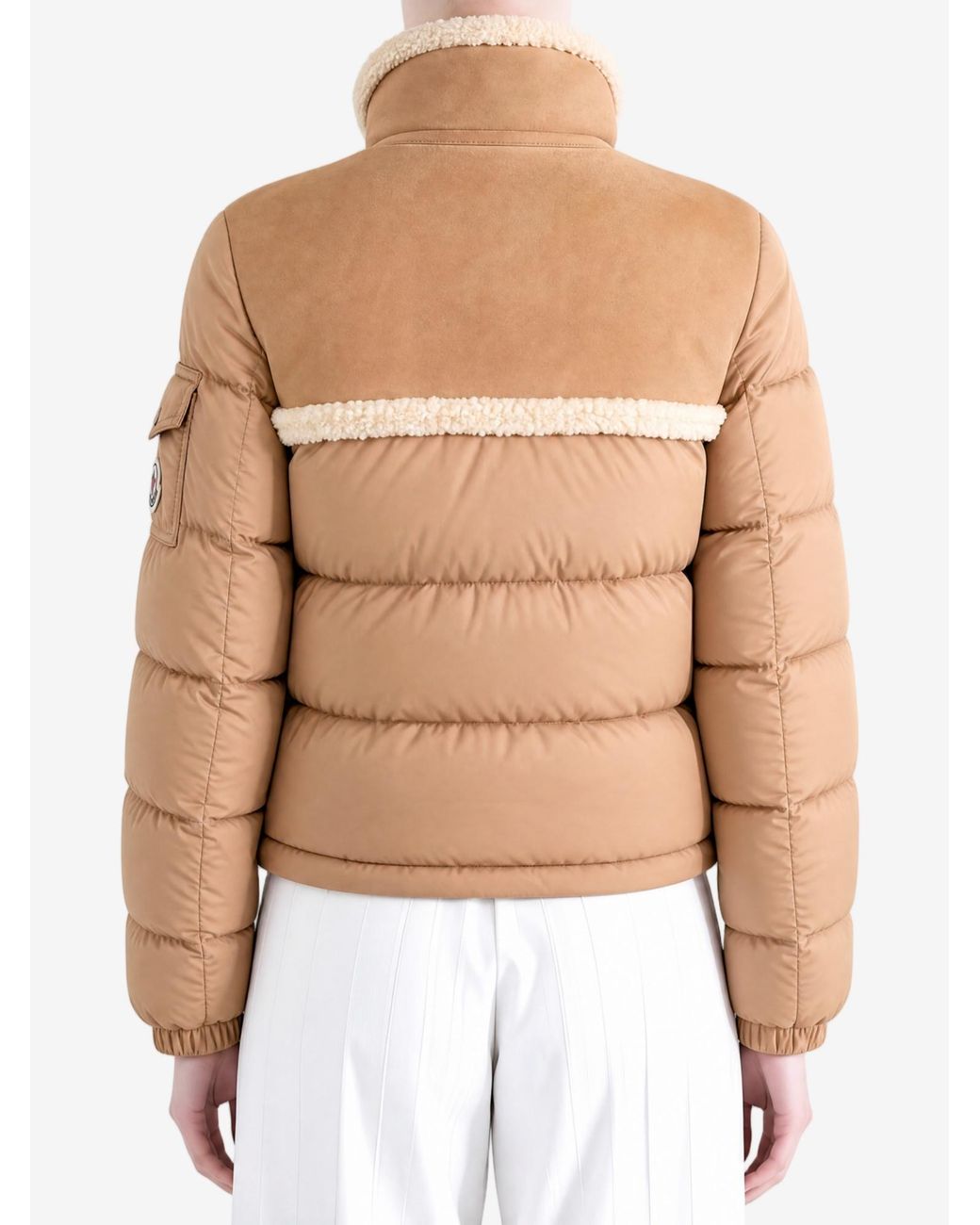 Moncler Natural Aurore Logo Patch Padded Jacket