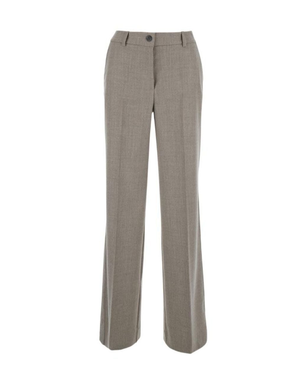 P.A.R.O.S.H. Gray Belt-Loops Straight-Leg Trousers