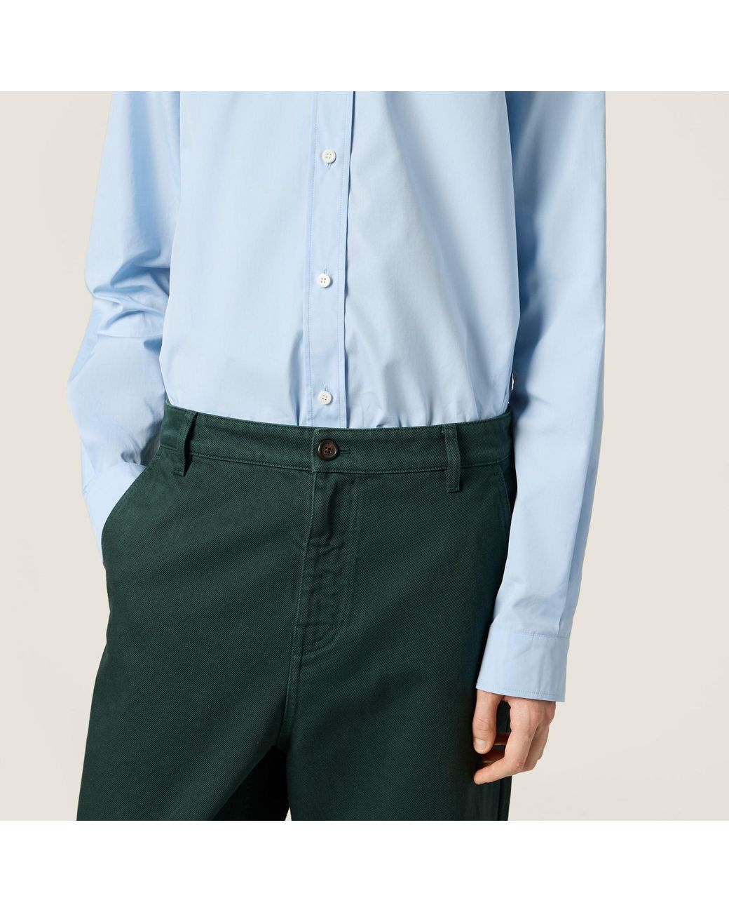 Miu Miu Blue Logo-Embroidered Button-Up Shirt