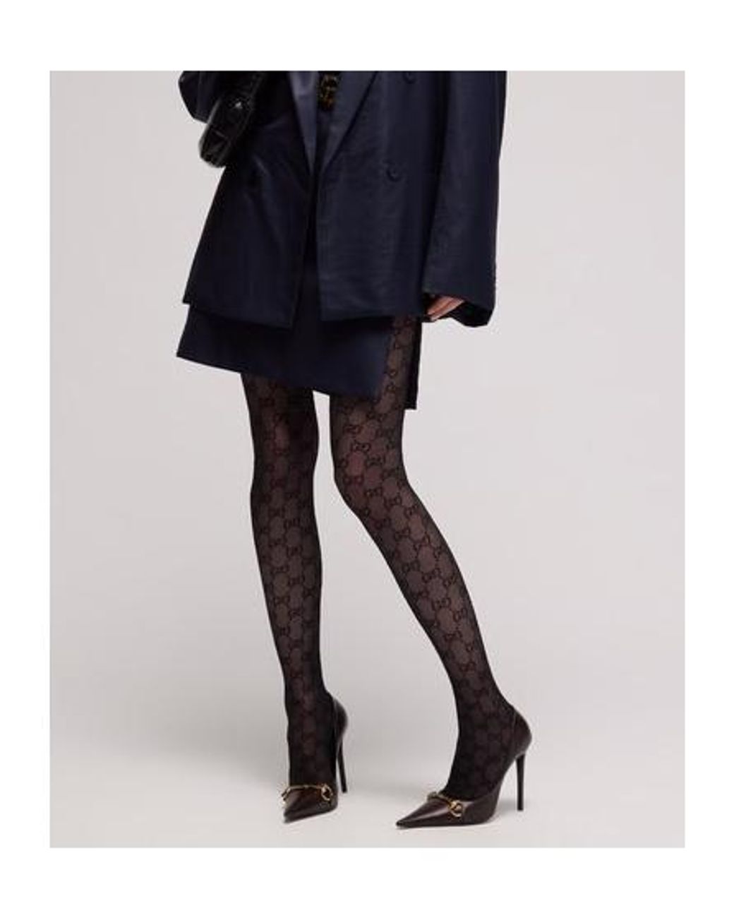 Gucci Blue Prince Of Wales Chintzed Wool Mini Skirt
