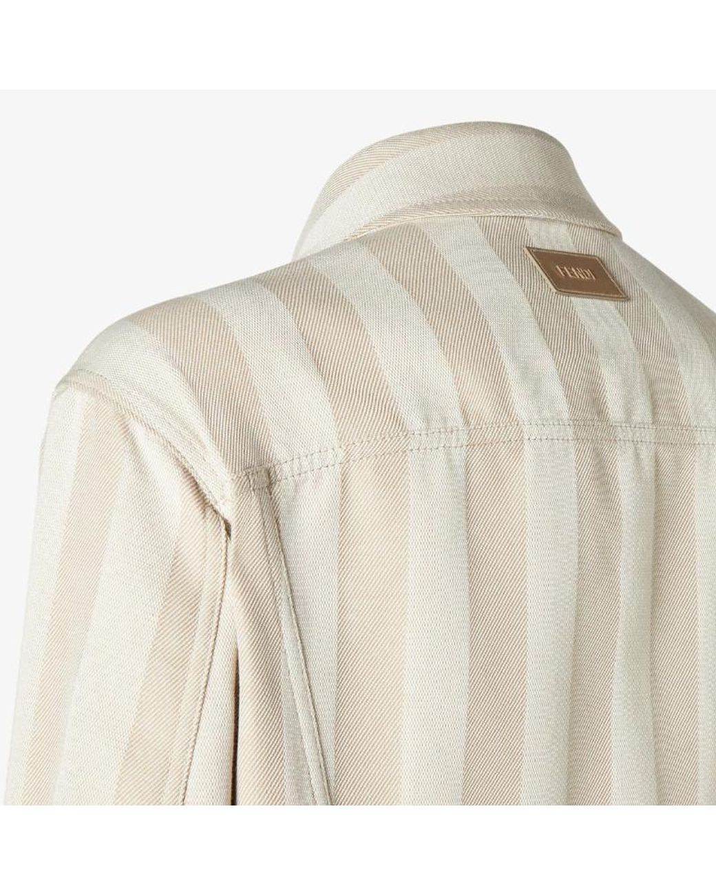 Fendi White Pequin Striped Denim Jacket for men