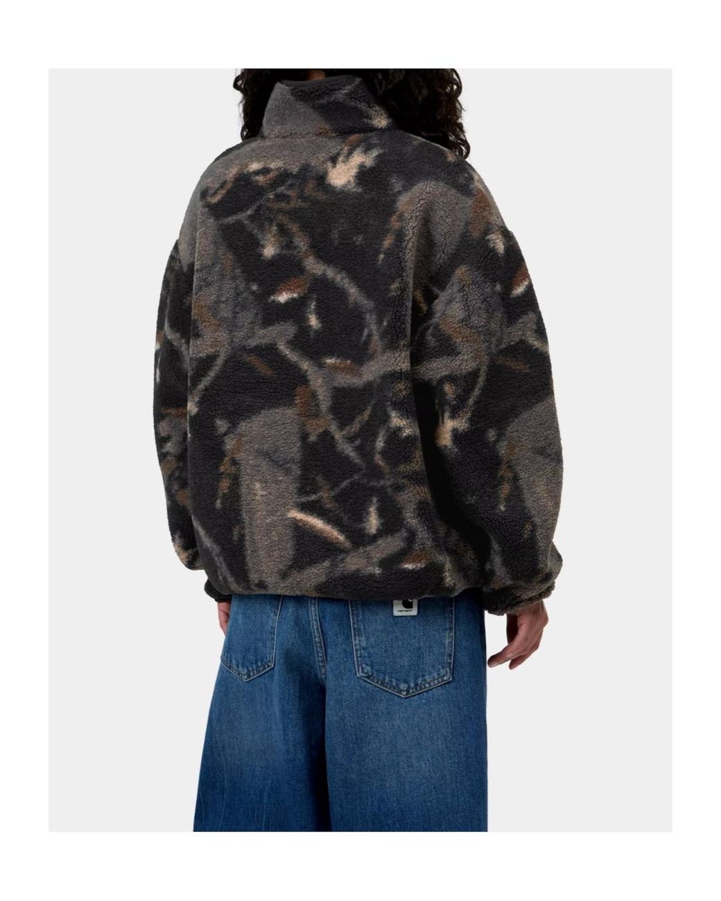 Carhartt Black W' Elliot High Neck Camo Pile Pullover Jacket