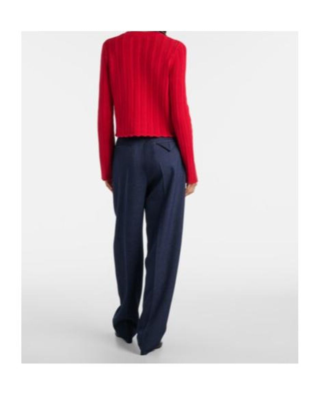 Altuzarra Red Mariette Scalloped Pointelle Cotton Cardigan
