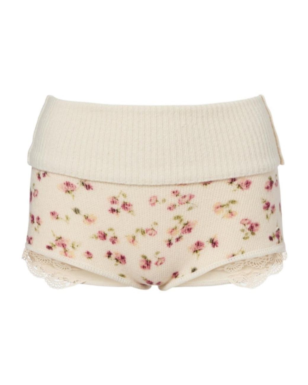Magda Butrym Natural Floral Wool, Silk, And Cashmere Shorts