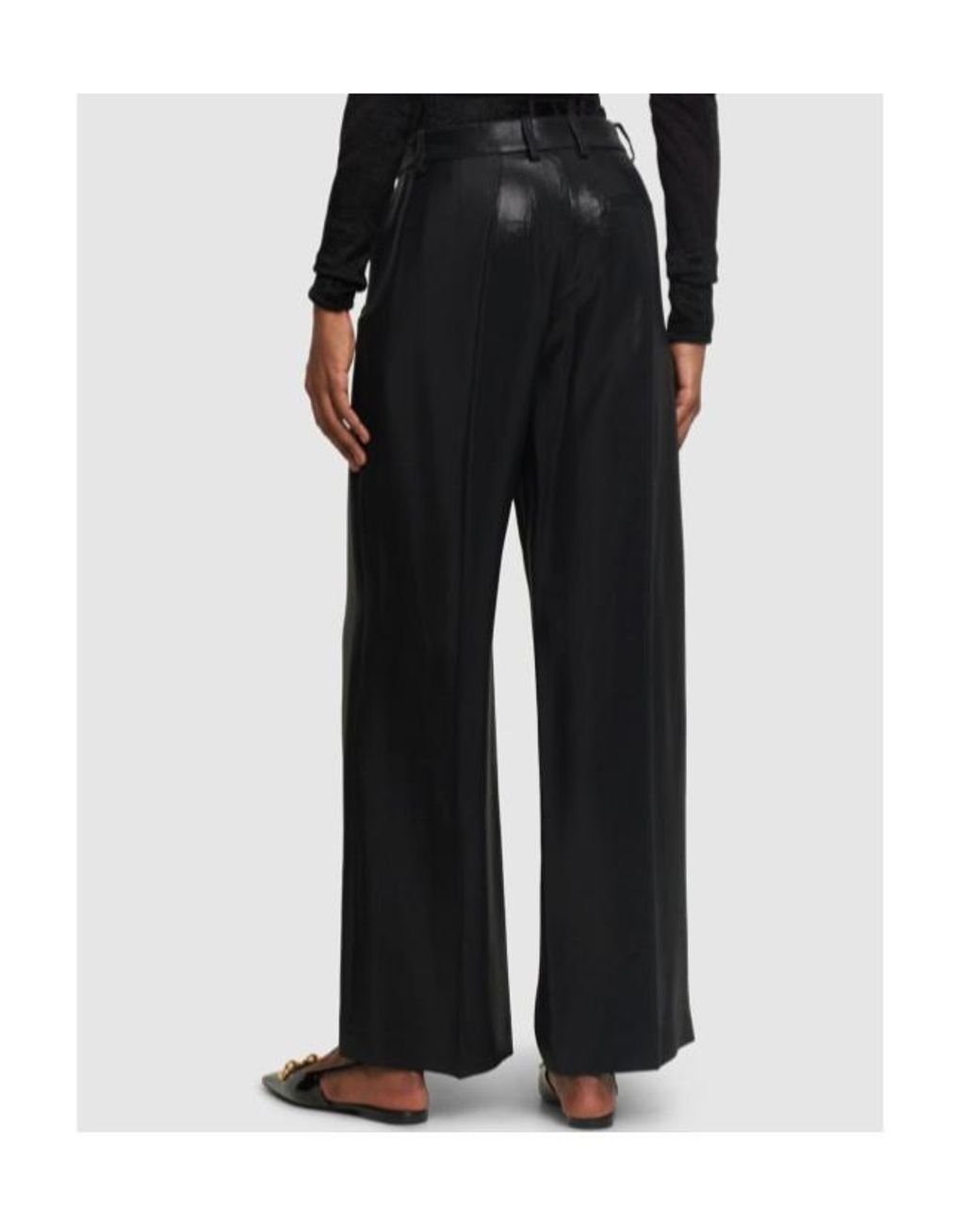 Mugler Black Shiny Wool Slouch Pants