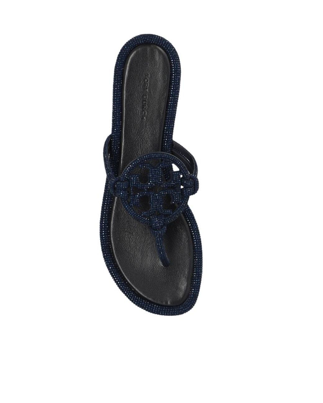 Tory Burch Brown Miller Pavé Embellished Thong Slippers