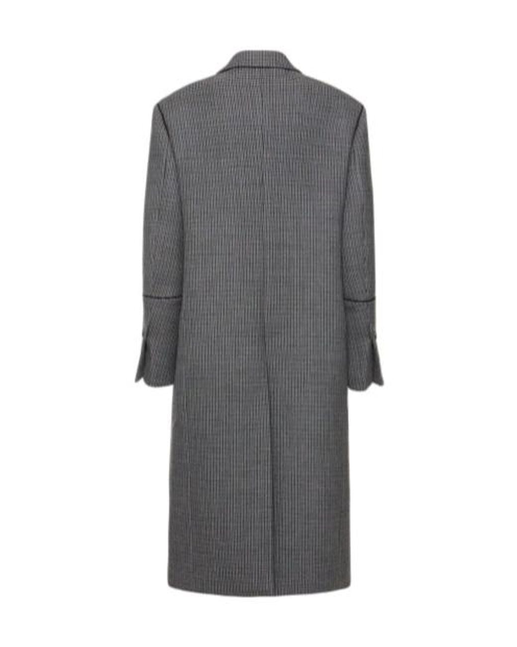 Ferragamo Gray Long-Sleeved Houndstooth Coat