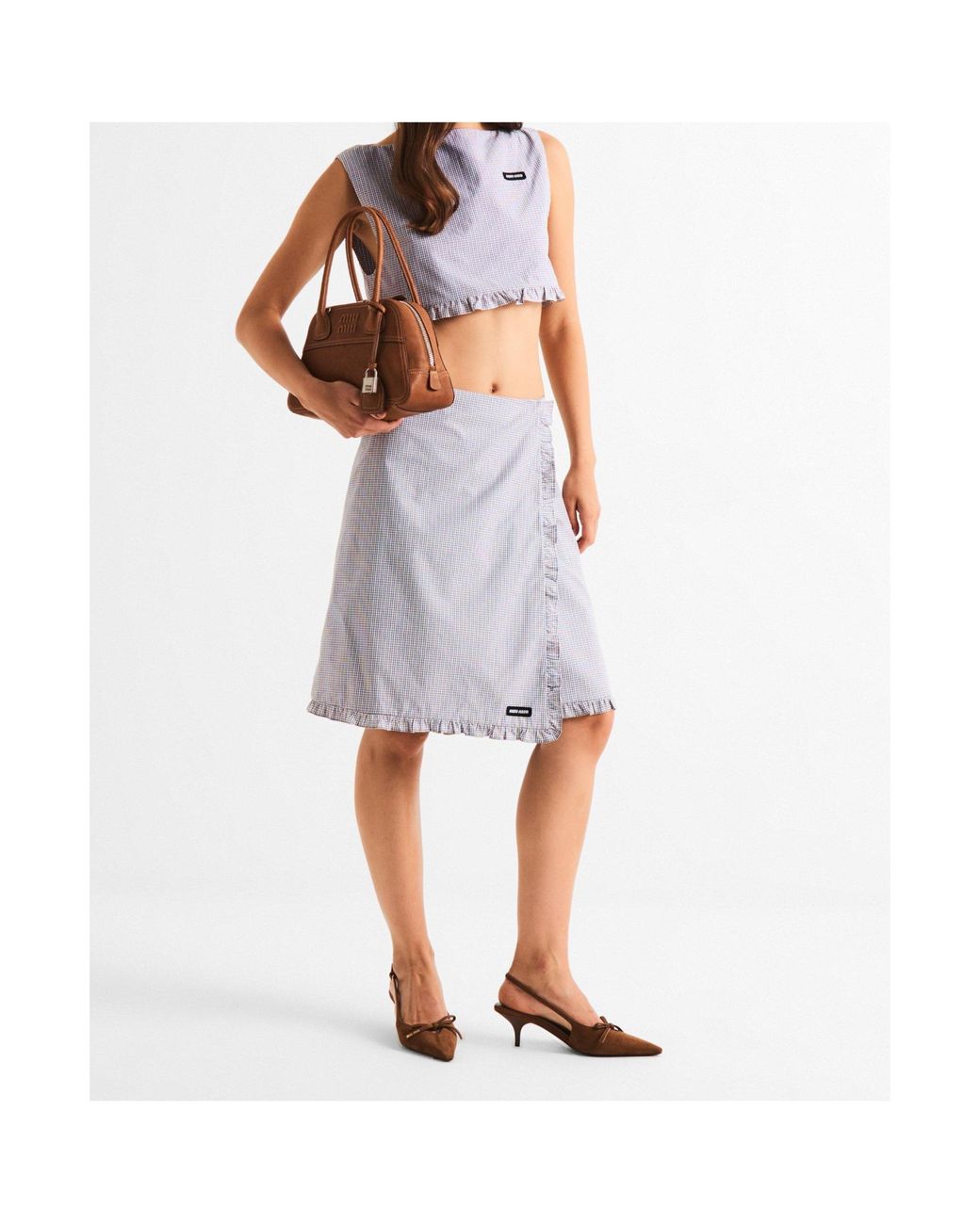 Miu Miu Gray Check Top Crop
