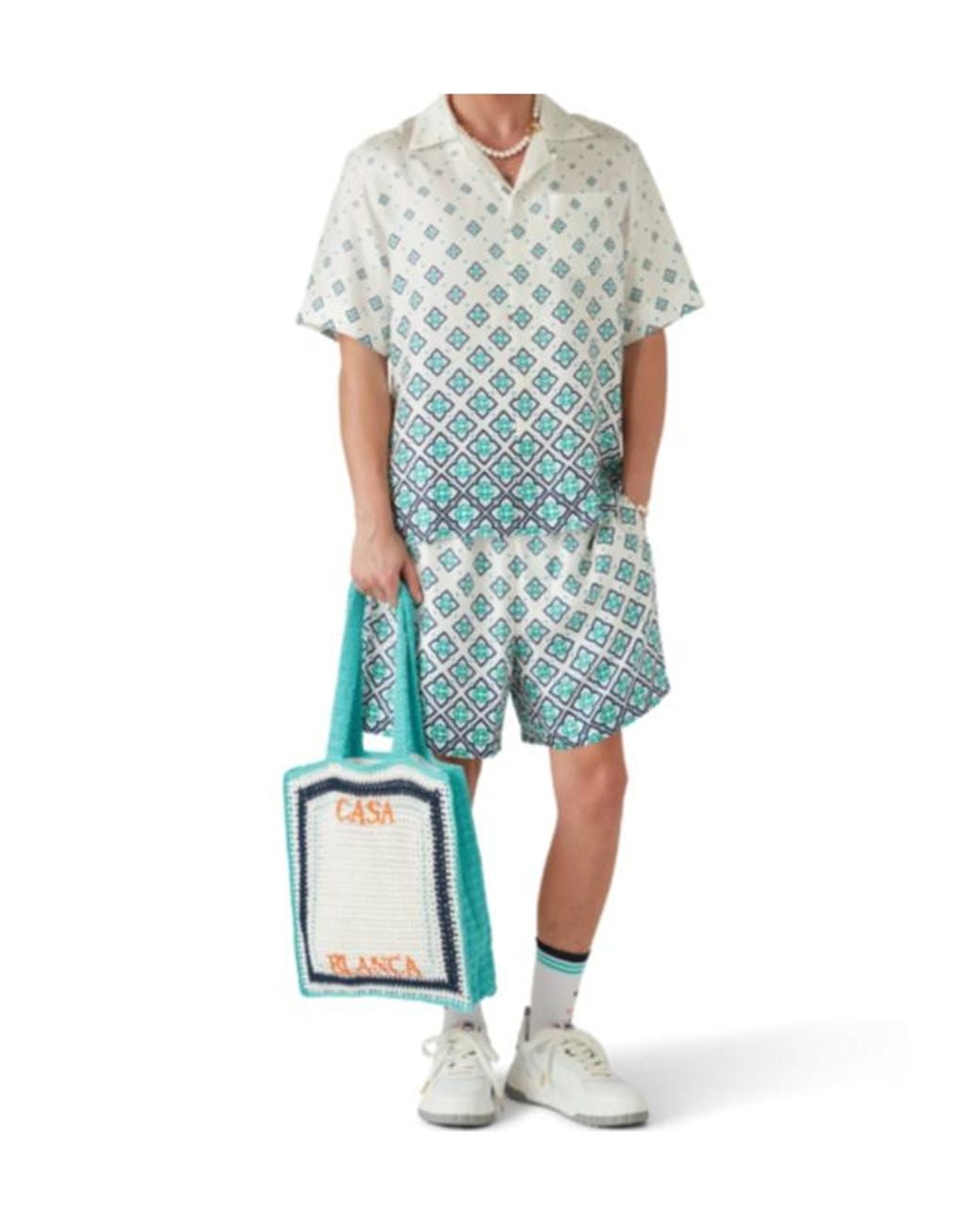 Casablanca Blue Stripe Crochet Bag for men