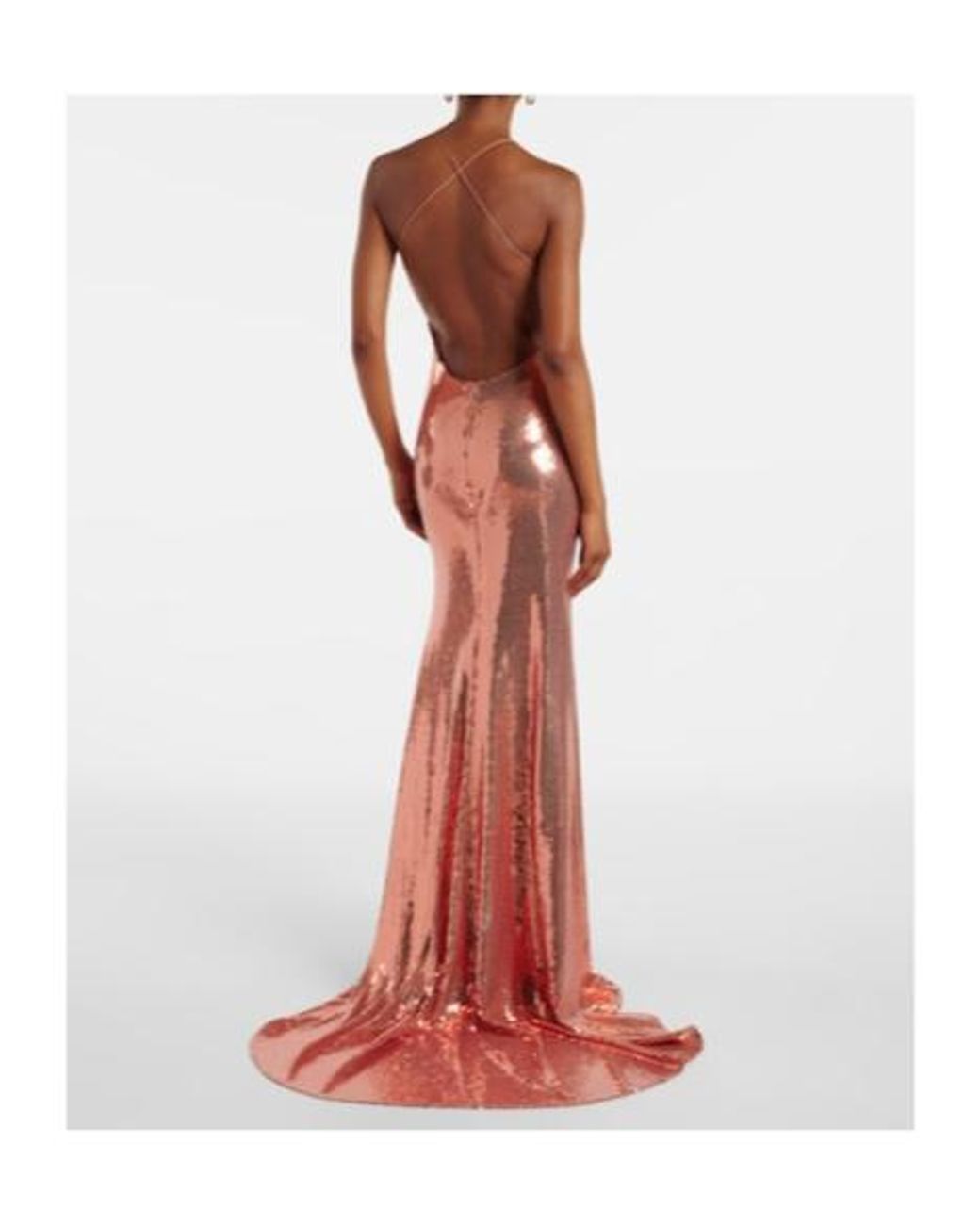 Alex Perry Brown Open-Back Sequined Gown
