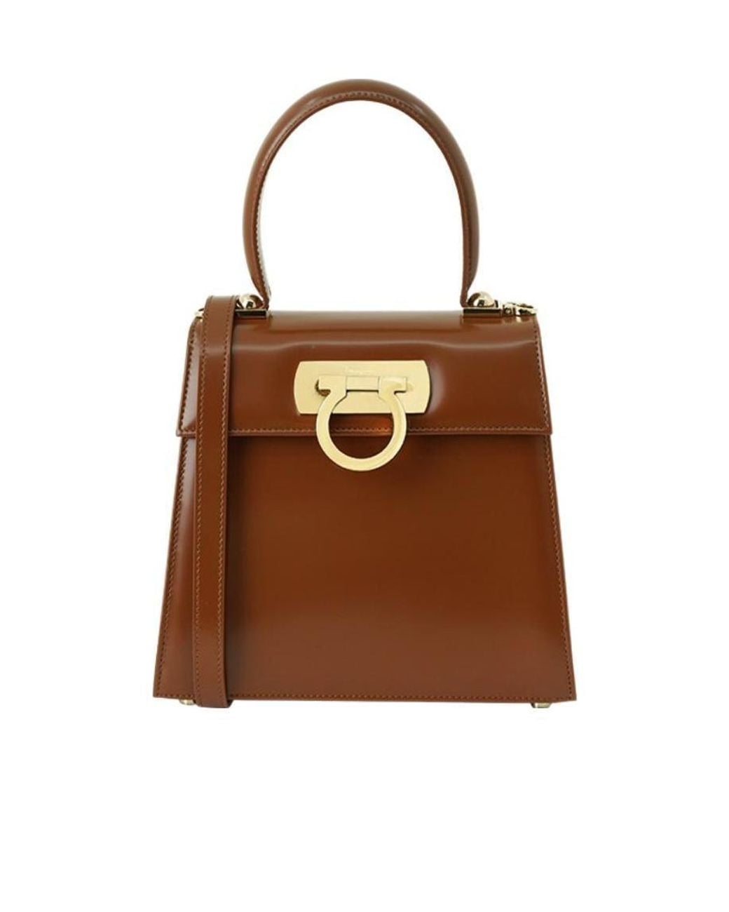 Ferragamo Brown Gancini Top Handle Bag