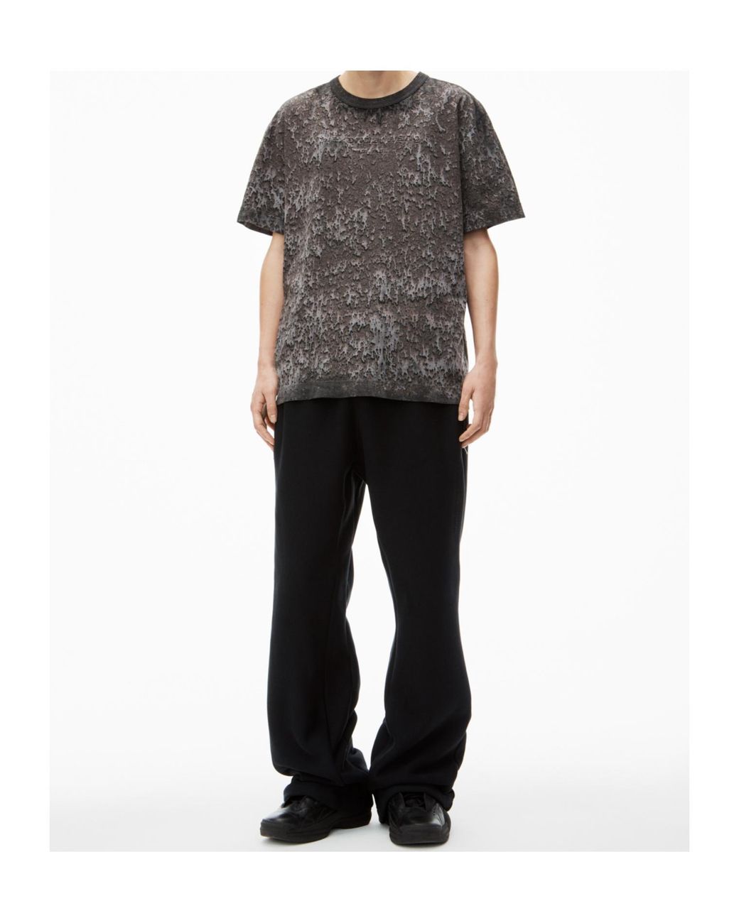 Alexander Wang Gray Logo Embossed Splatter Wash T-Shirt for men
