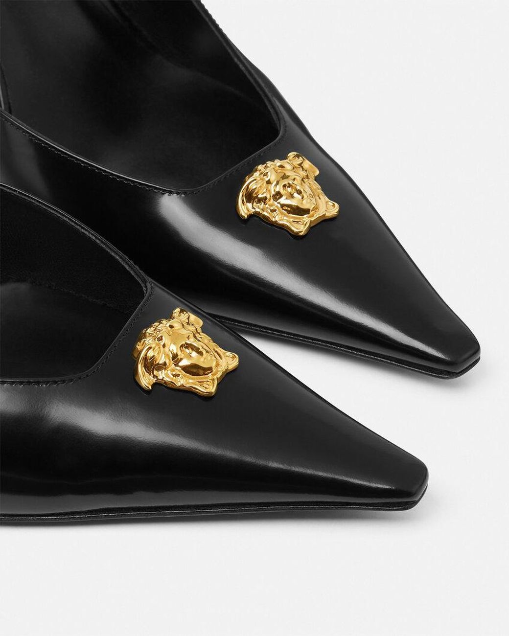 Versace Black 'S Medusa Décolleté Slingback Pumps