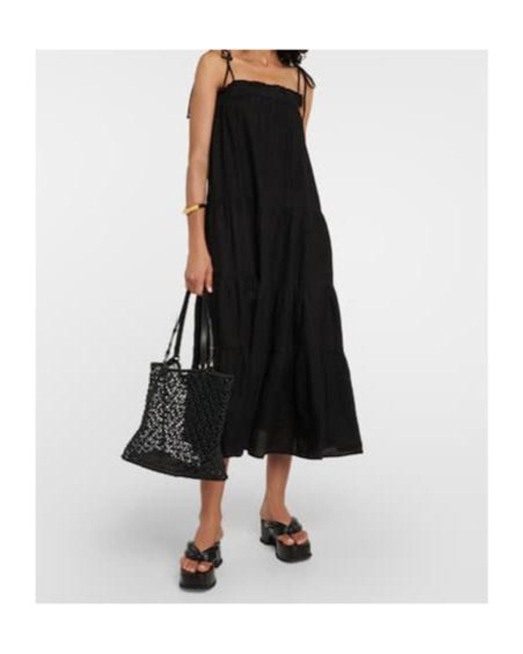 Velvet By Graham & Spencer Black Charlie Tiered Linen Maxi Dress
