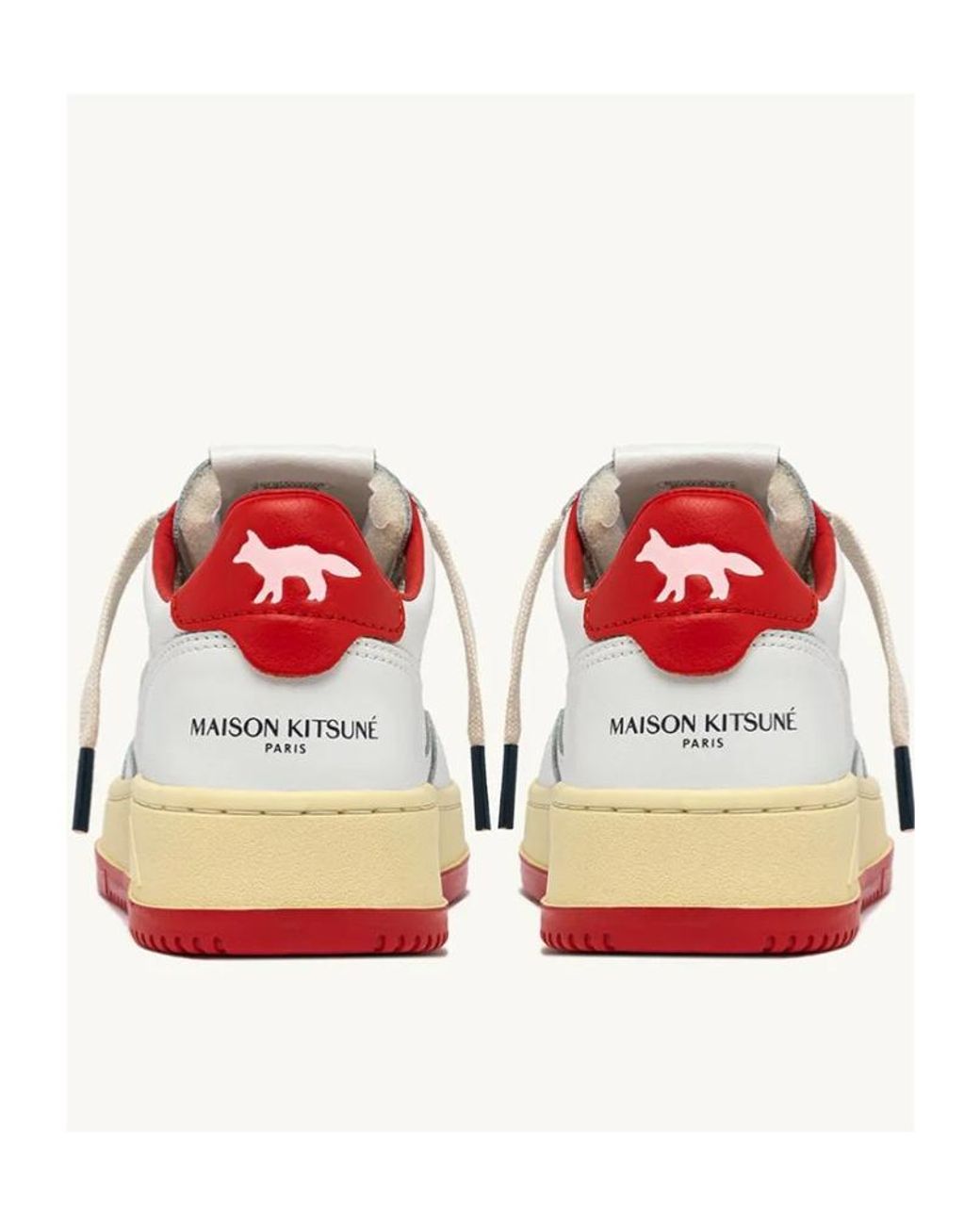 Autry White X Maison Kitsune Logo Printed Sneakers for men