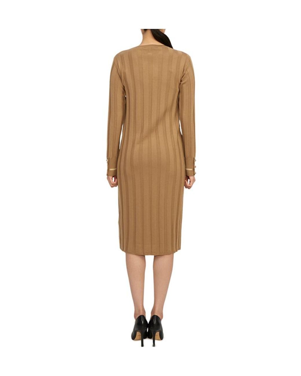 Max Mara Natural Long-Sleeved Knitted Dress