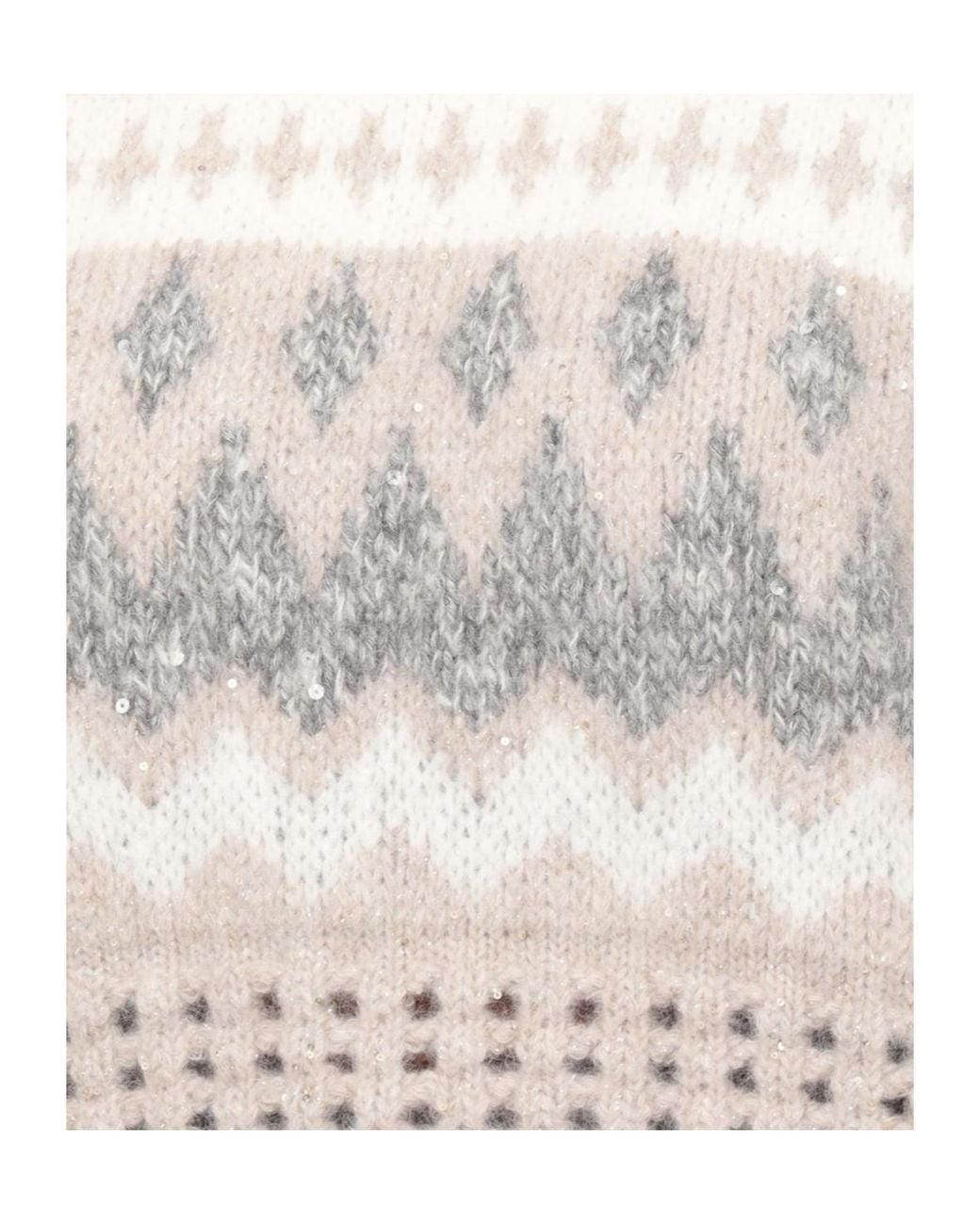 Peserico White Textured Fair Isle Knitted Sweater