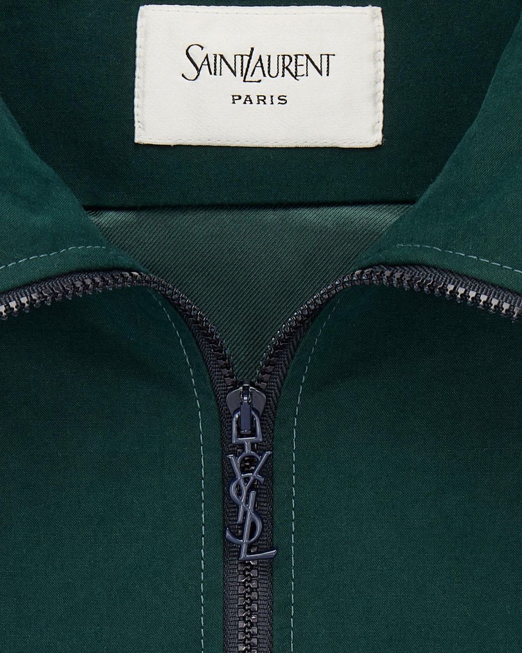 Saint Laurent Green Contrast Panel Zip Jacket