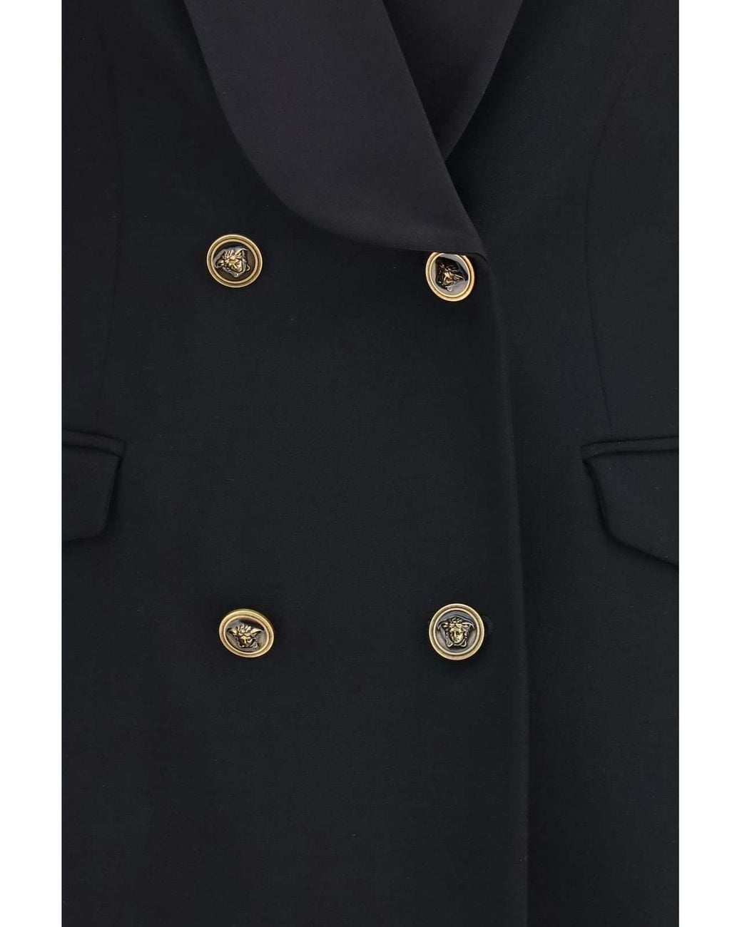 Versace Black Satin Shawl Double-Breasted Blazer