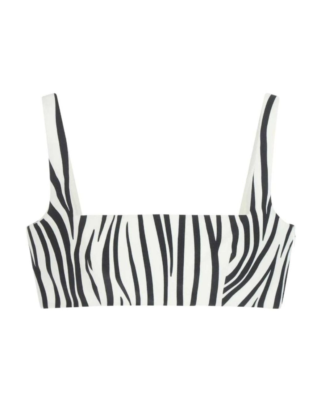 Valentino White Zebra 1966 Print Crop Top