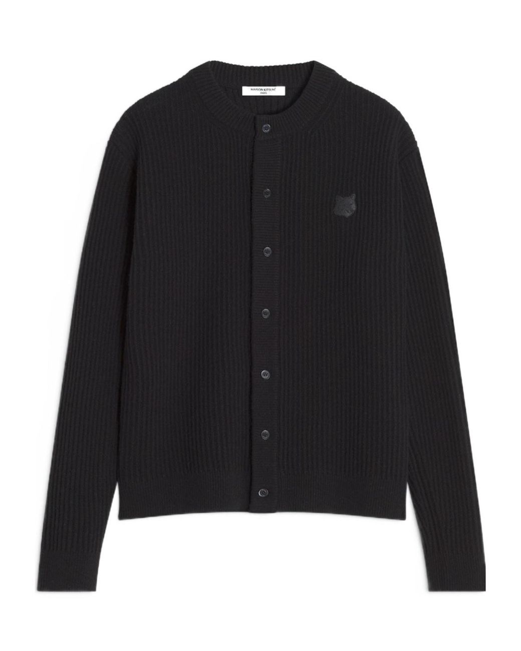 Maison Kitsuné Black Maison Kitsuné Fox Head Ribbed Cardigan for men