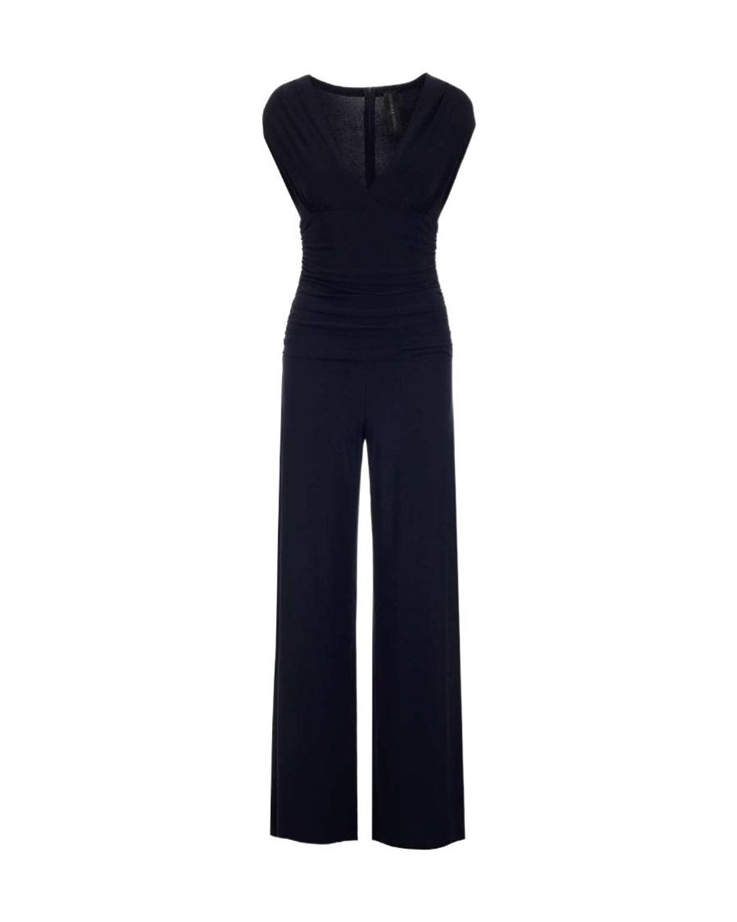 Norma Kamali Blue Ruched Wide-Leg Jumpsuit