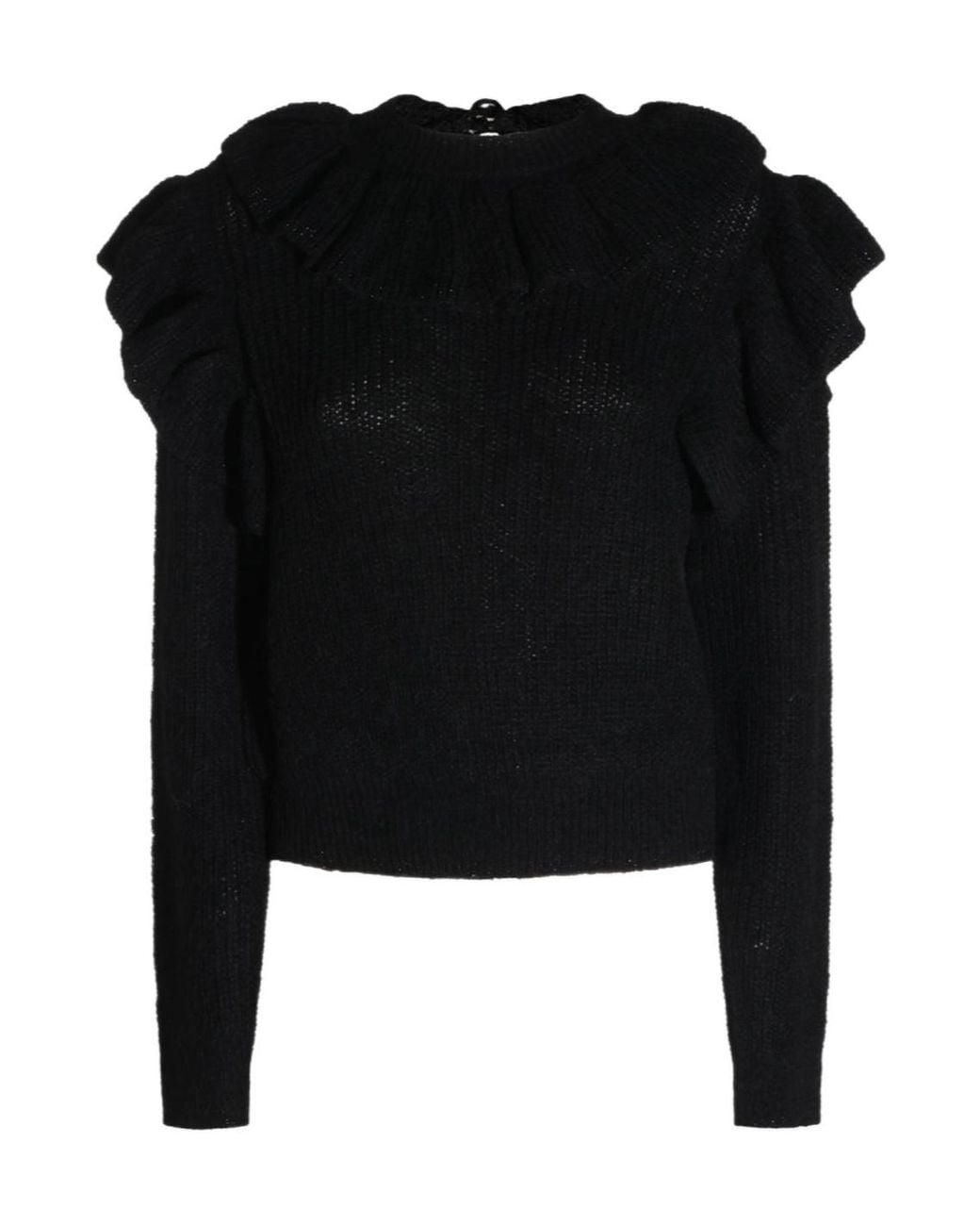 Twinset Black Jumper With Lurex Yarn And Ruffles