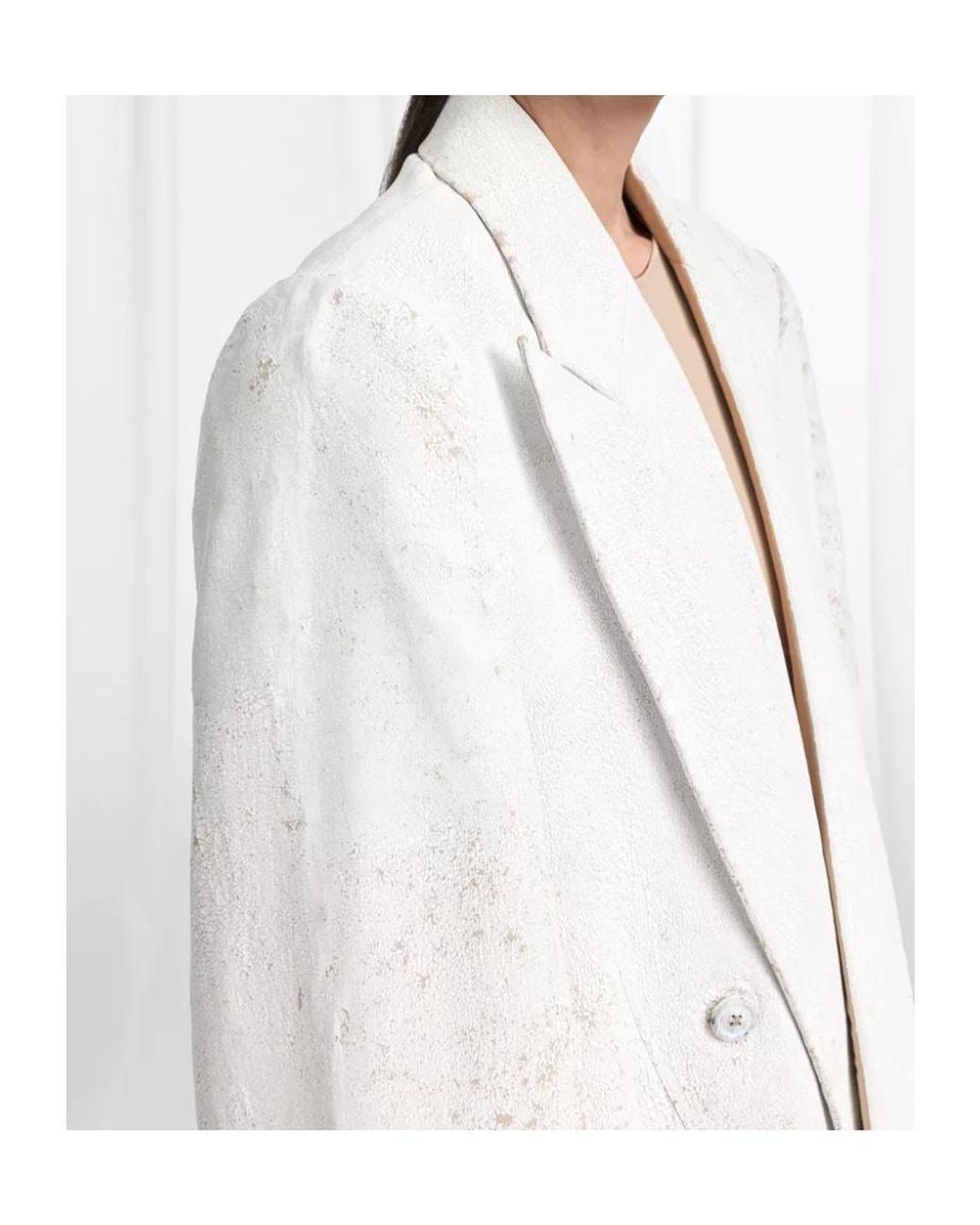 Maison Margiela White Bianchetto Double-Breasted Wool Blazer