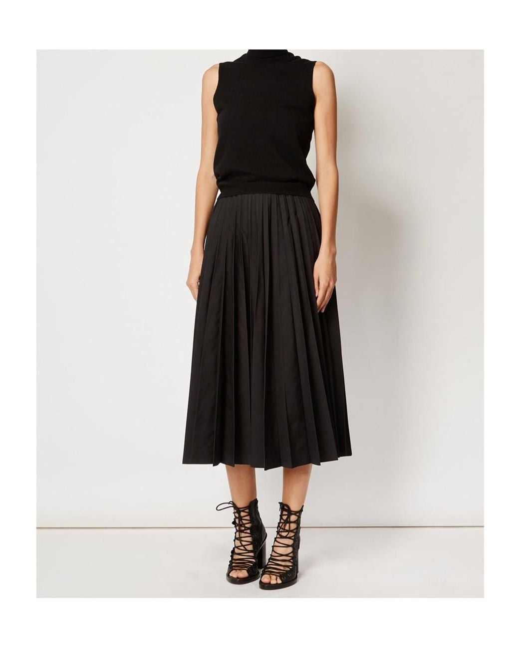 Junya Watanabe Black Pleated Design Midi Skirt