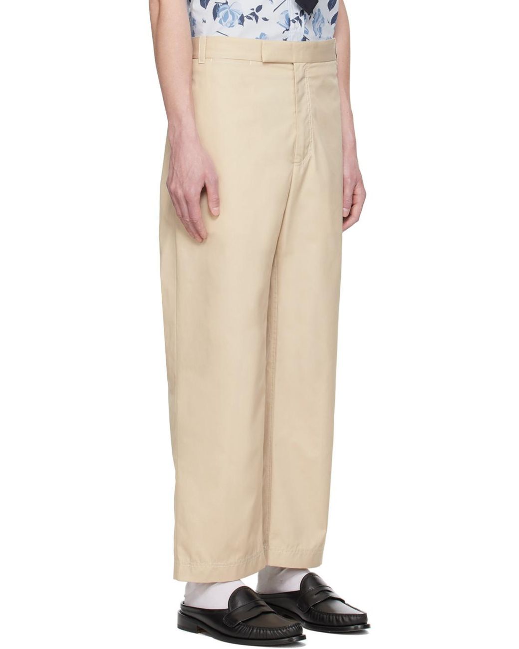 Thom Browne Natural Mid-Rise Straight-Leg Tailored Trousers for men