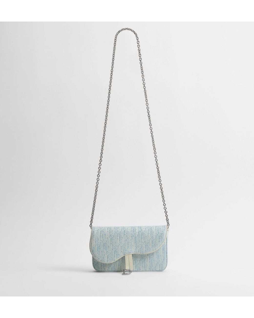 Dior Blue Medium Saddle Pouch With Chain