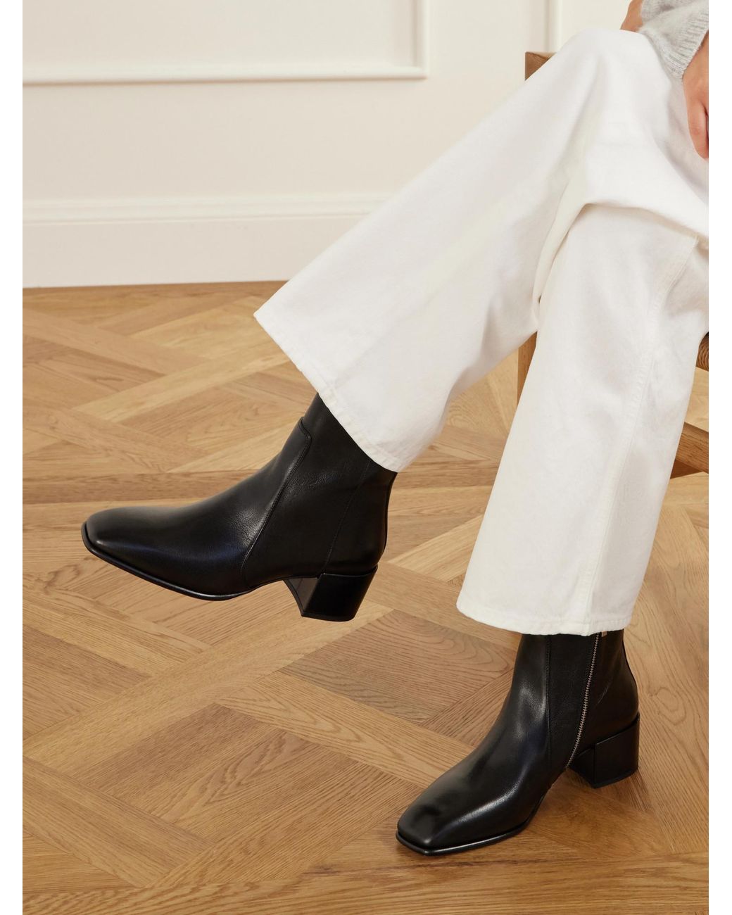 Jimmy Choo Black Full-Grain Leather Ankle Boots