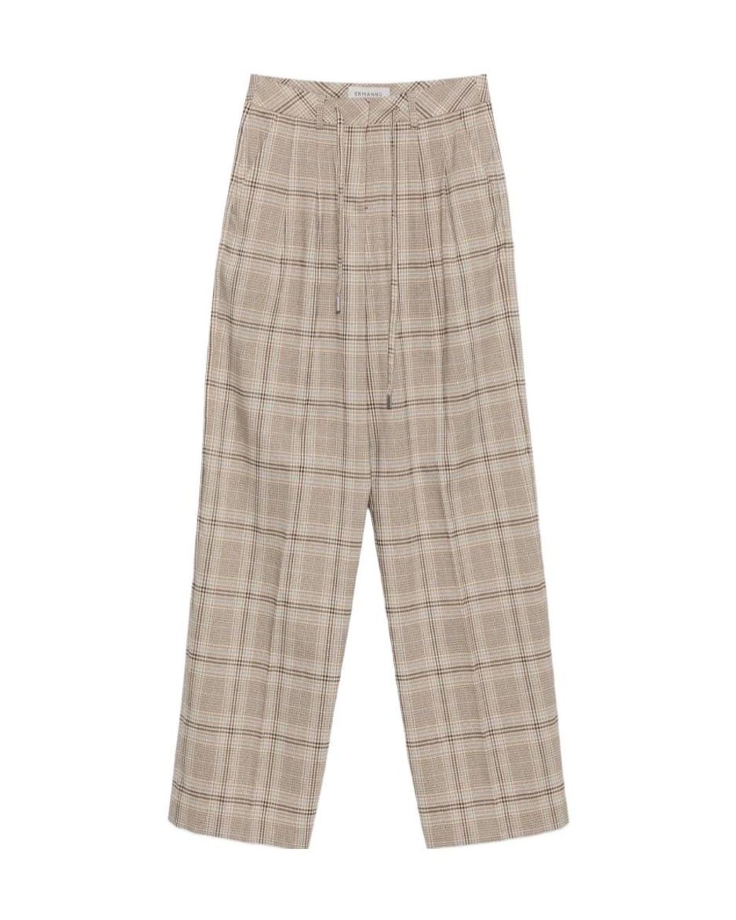 ERMANNO FIRENZE Gray Checked Casual Trousers
