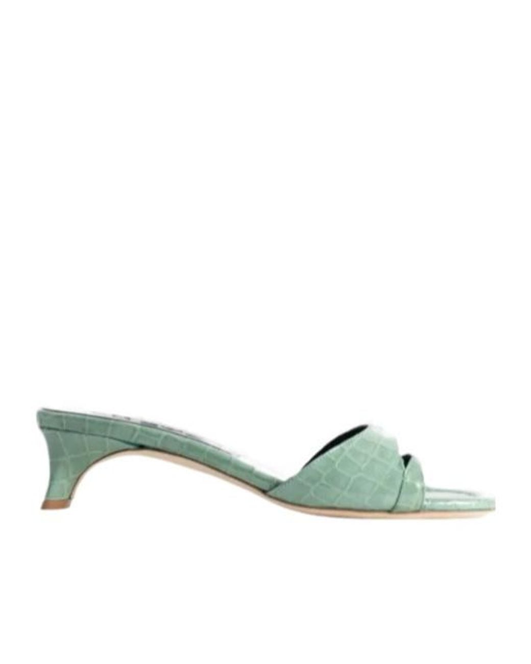 By Far Green Simple Embossed Mules