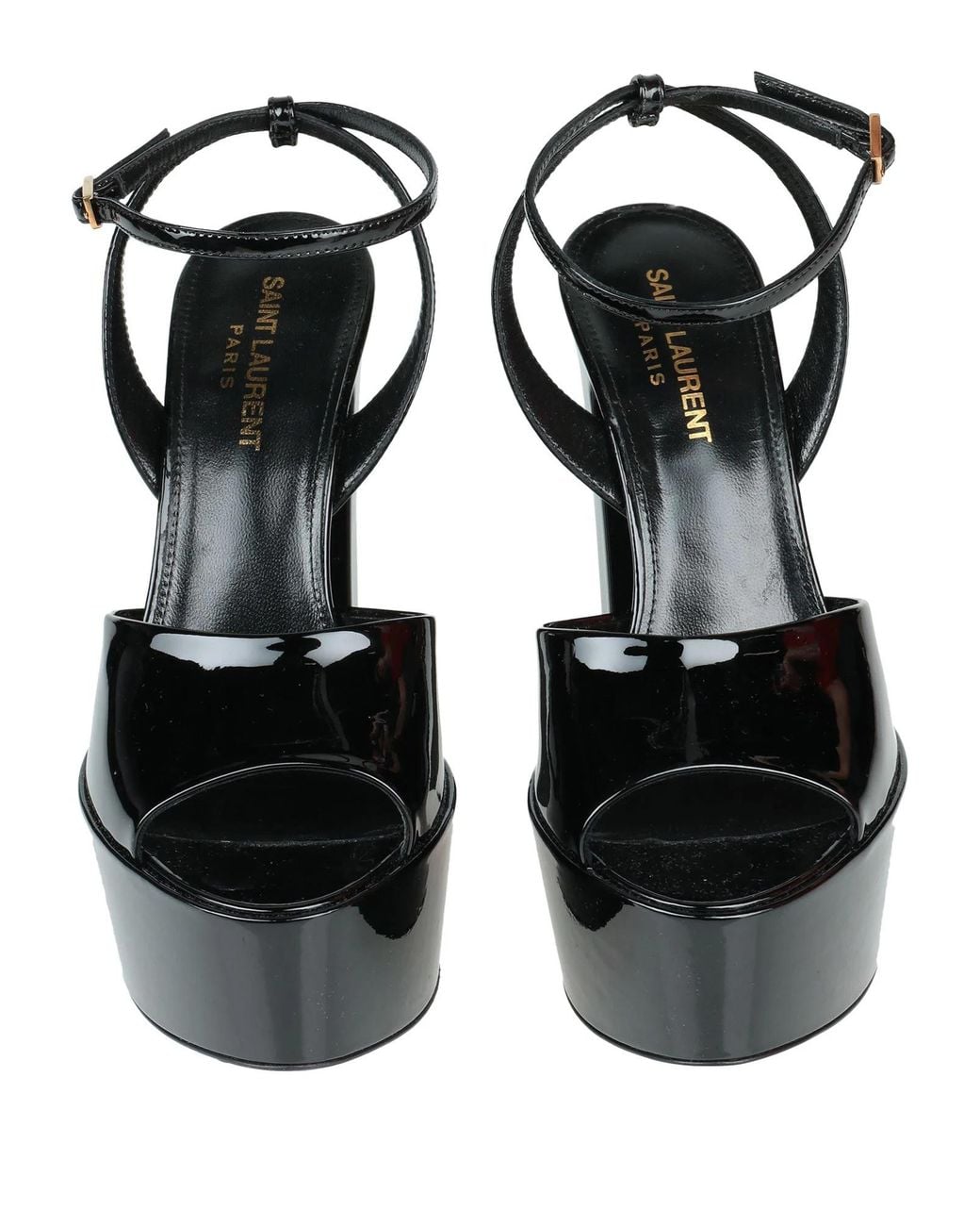 Saint Laurent Black Minimalist Patent Leather Slingback Sandals