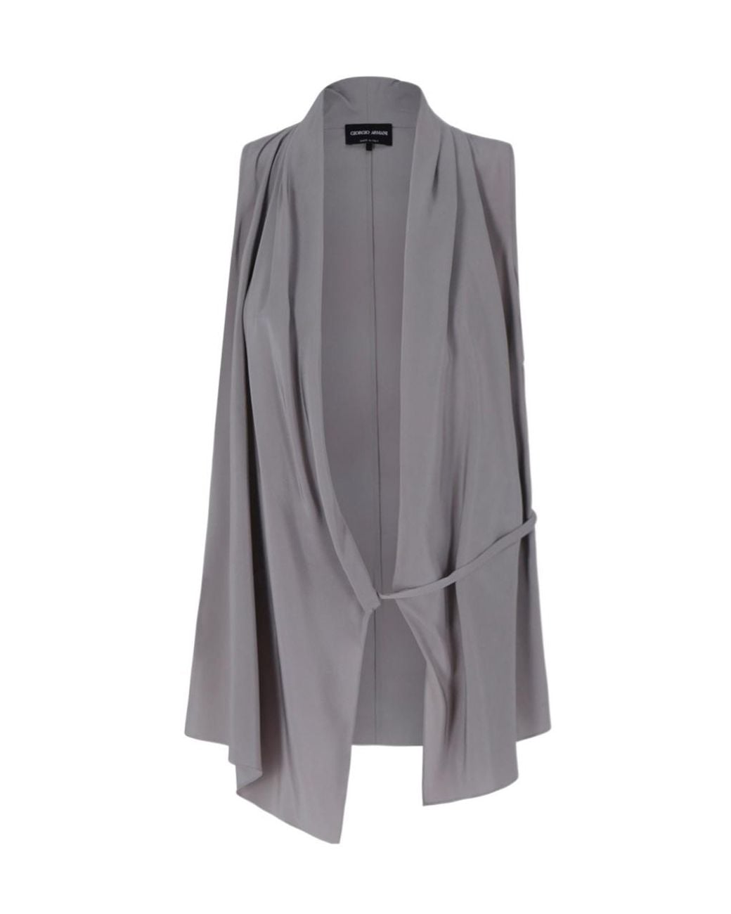 Giorgio Armani Gray Silk Sleeveless Wrap Blouse