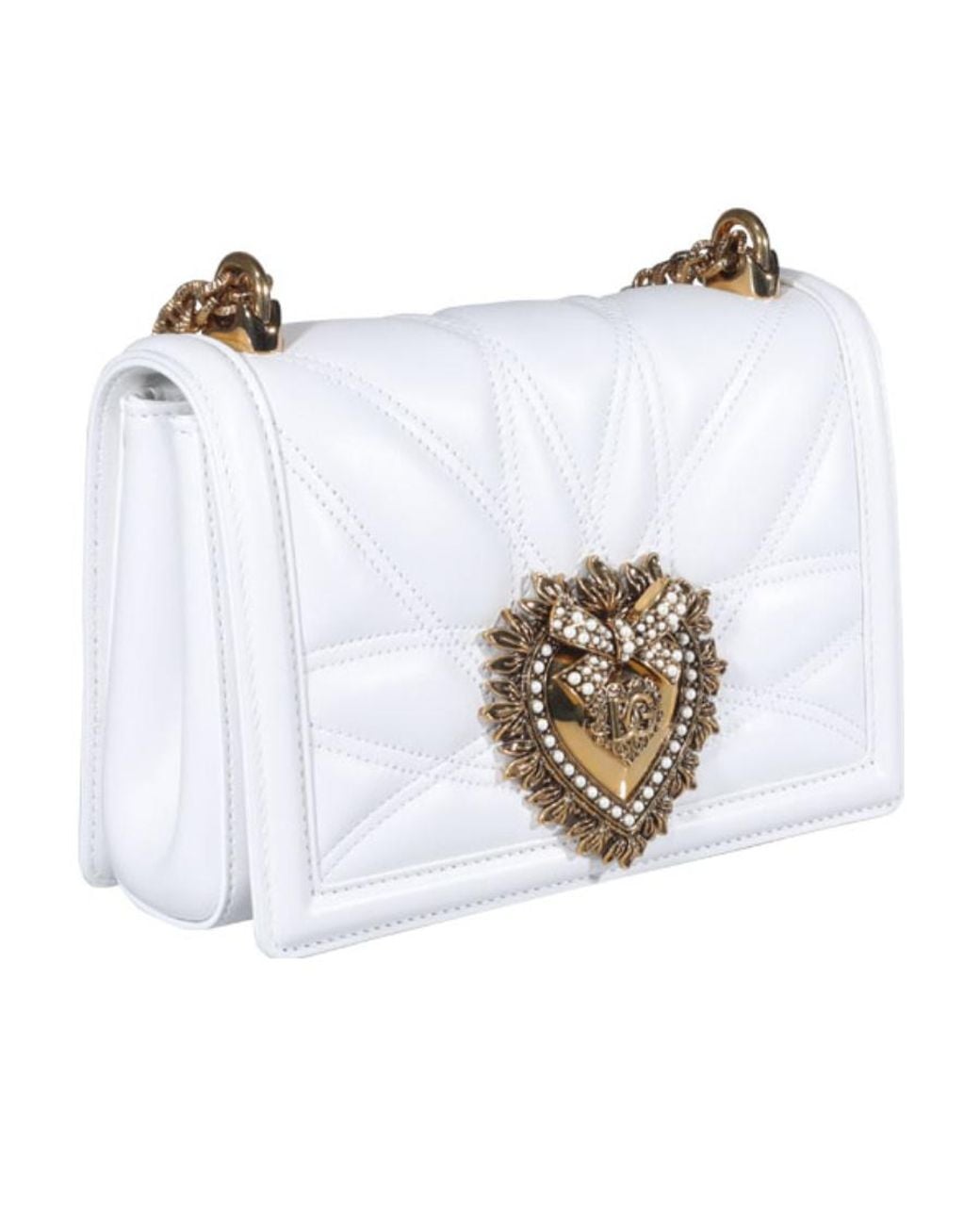 Dolce & Gabbana White Devotion Logo Plaque Shoulder Bag